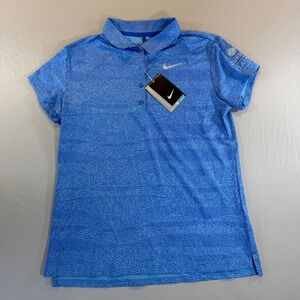 Nike Golf Boys XL Blue Dri-FIT Mosaic Print Polo Shirt Zurich Classic NWT